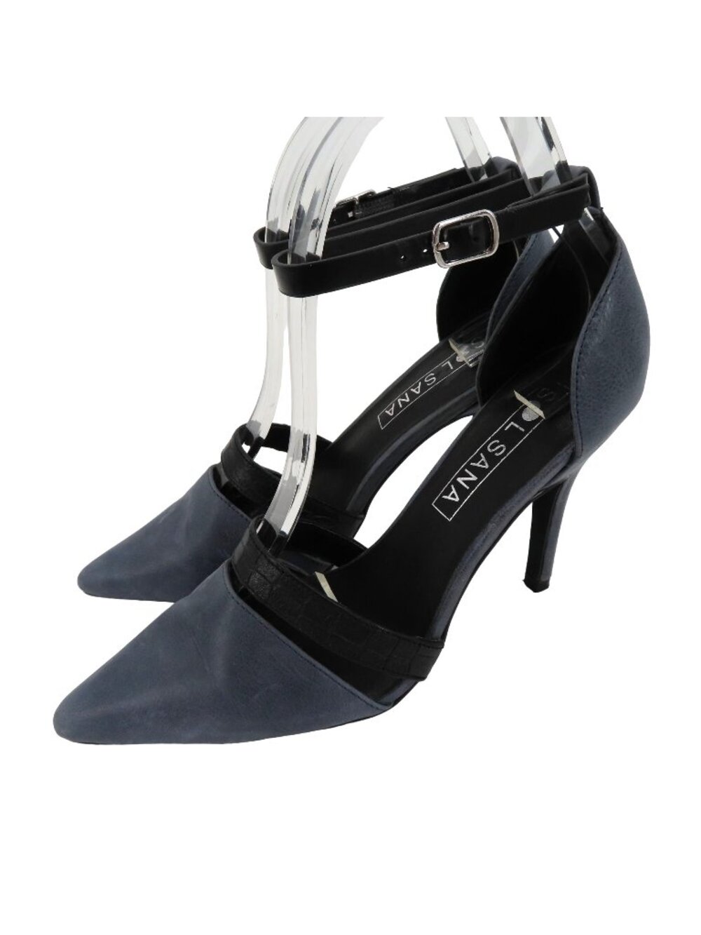 Sol Sana Women 5 US 36 EU Distressed Leather Blue Black DOrsay Heels Shoes Pumps